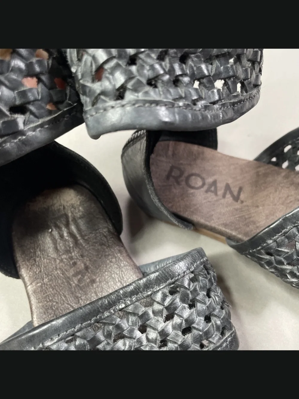 Roan Shoes Womens 6.5 gray brown leather Clio sandals gladiator boho indie